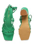 GNIST Green Strappy Tie up Block Heel Sandal